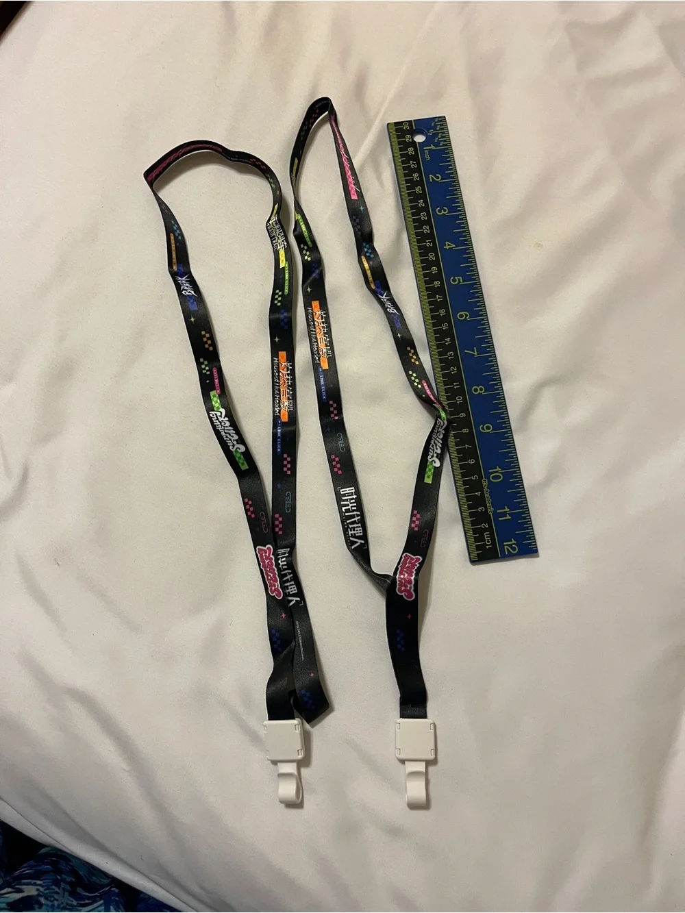 Link Click Anime Black Lanyard Strap Set White Plastic Clips 12 Inch